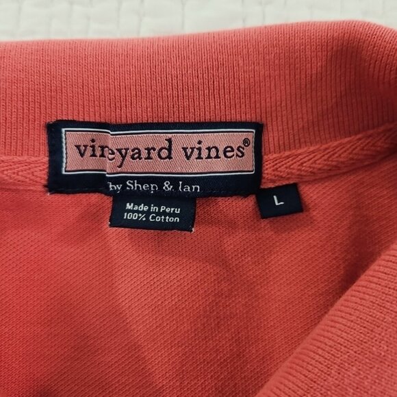 Vineyard Vines Polo Shirt Men’s L Coral Slim Fit Whale Stretch Classic Cotton - Picture 7 of 15
